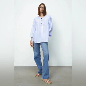Zara NWT linen Striped Tunic Size:XS